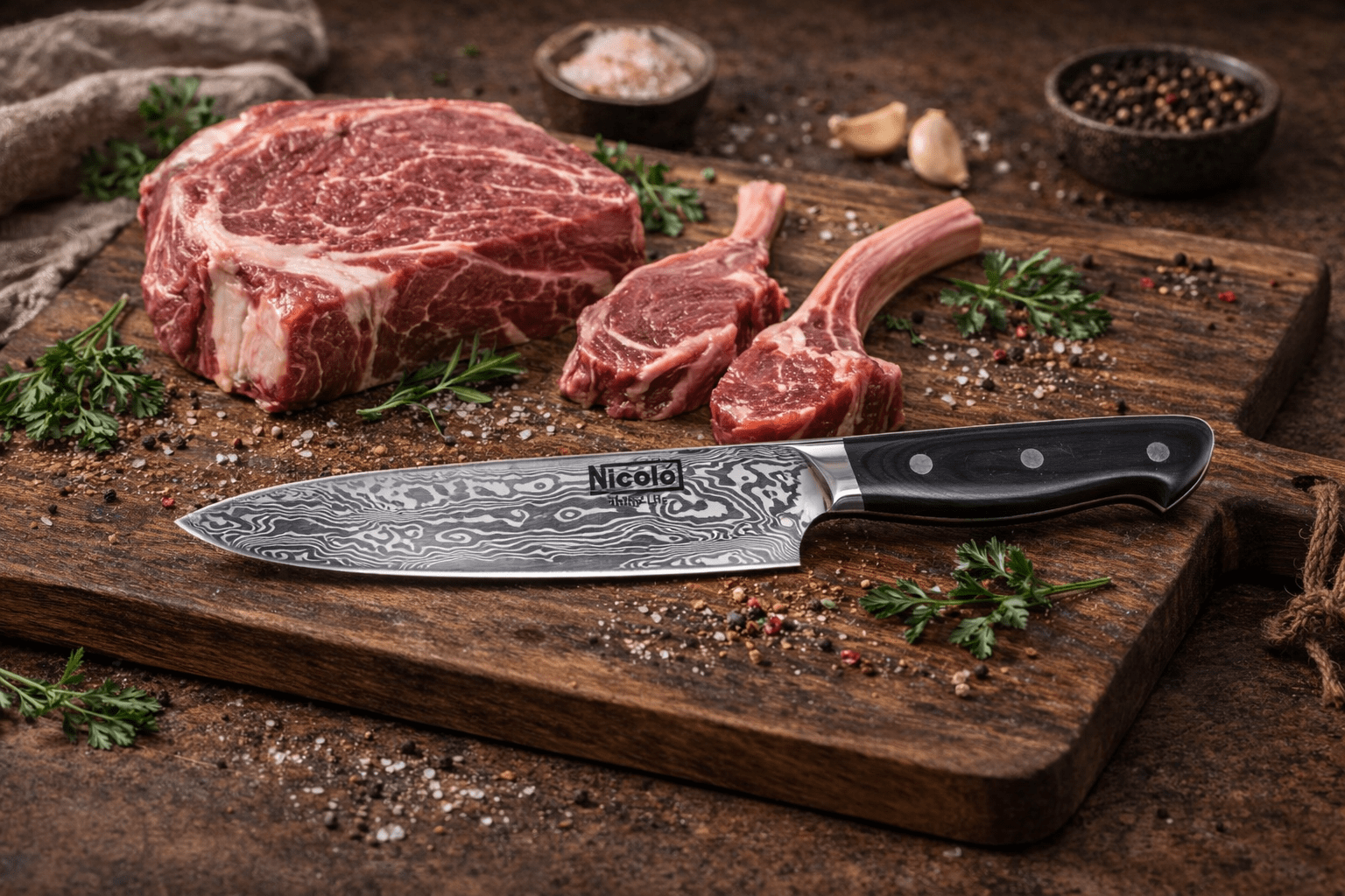 Damast Fleisch Messer Nr.8''